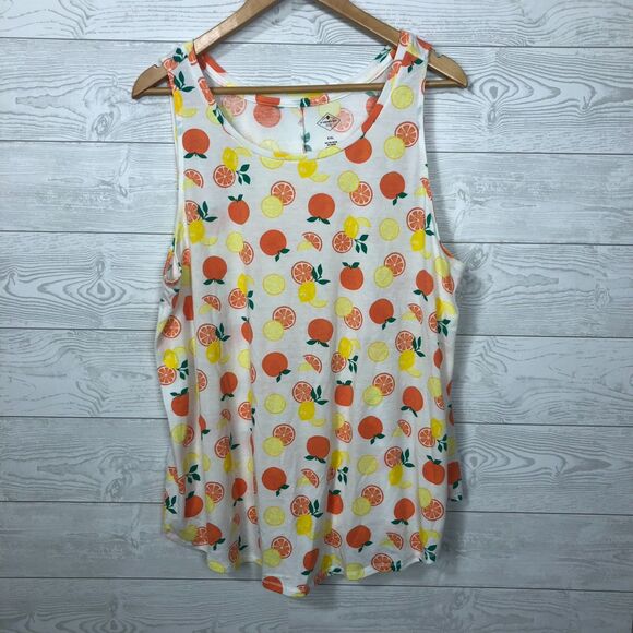 St Johns Bay Women's Scoop Neck Tank Top Orange Lemon Sleeveless Shirt Size XXL - Picture 1 of 4